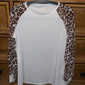 White Long Sleeve Cheetah Top